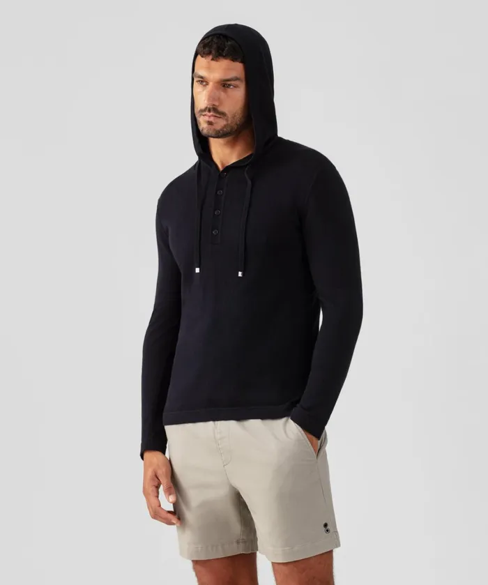 Ron Dorff Light CottonSilk Hoodie Sweater Black Men Cashmere and Knitwear Tops