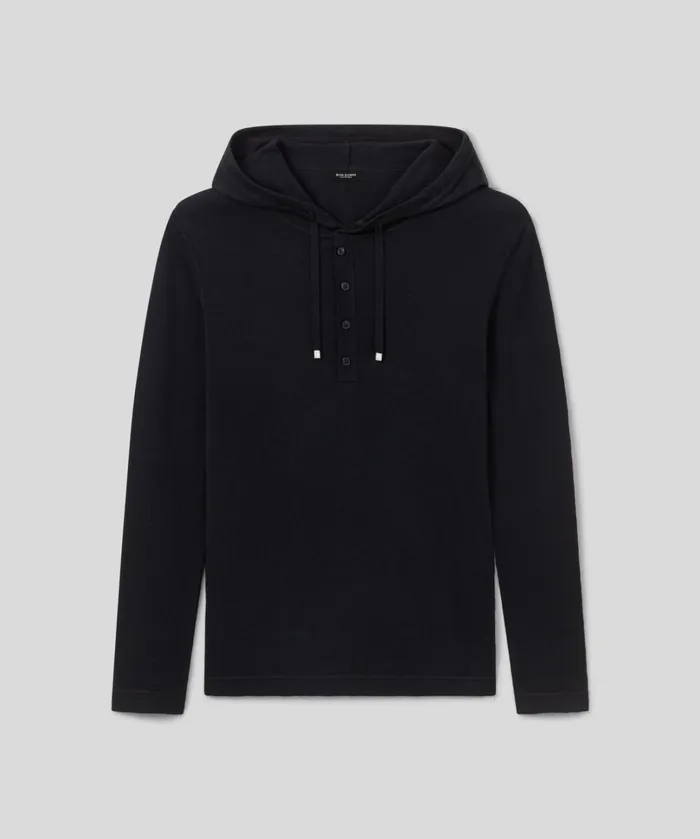 Ron Dorff Light CottonSilk Hoodie Sweater Black Men Cashmere and Knitwear Tops