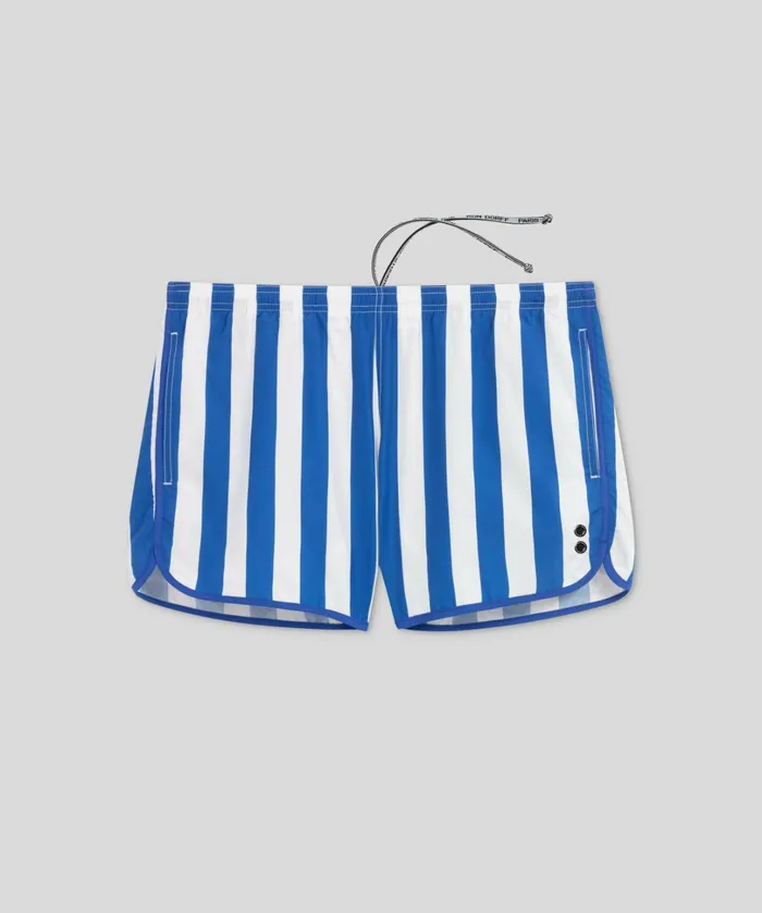 Ron Dorff Marathon Swim Shorts Vertical Wide Stripes Greek BlueWhite Men Swim Shorts