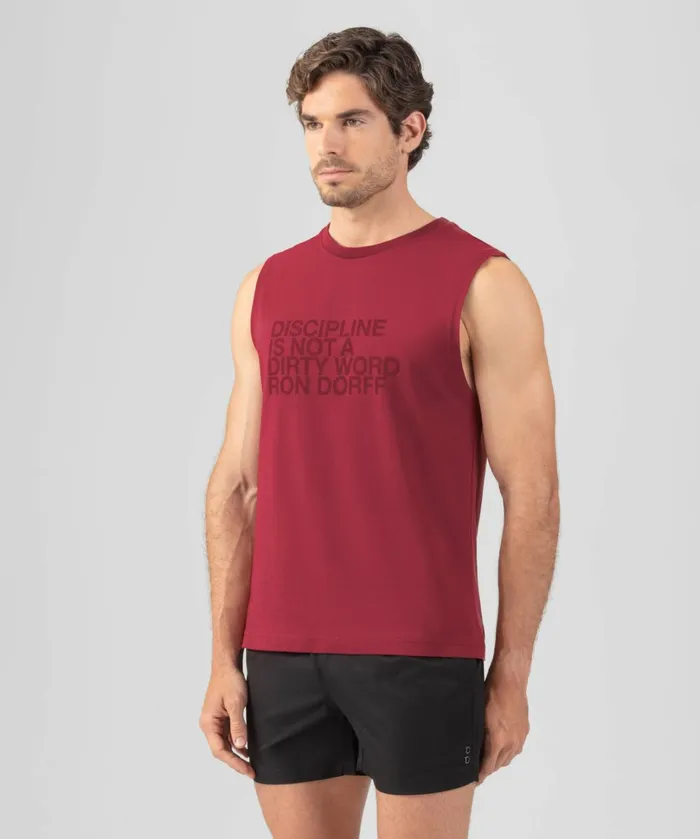 Ron Dorff Organic Cotton Sleeveless TShirt 034DISCIPLINE034 Burnt Red Men TShirts