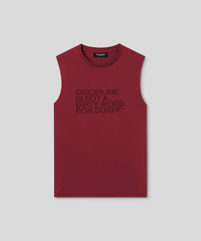 Ron Dorff Organic Cotton Sleeveless TShirt 034DISCIPLINE034 Burnt Red Men TShirts
