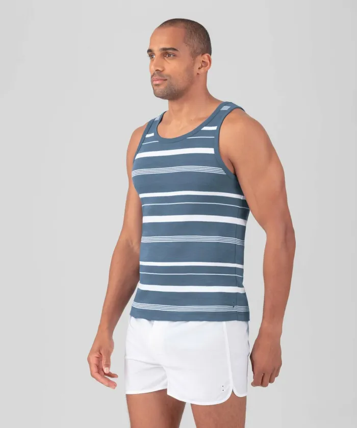 Ron Dorff Ribbed Tank Top W Irregular Stripes Bering Sea Men Tank Tops