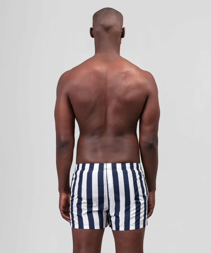 Ron Dorff Swim Shorts Vertical Wide Stripes NavyWhite Men Swim Shorts