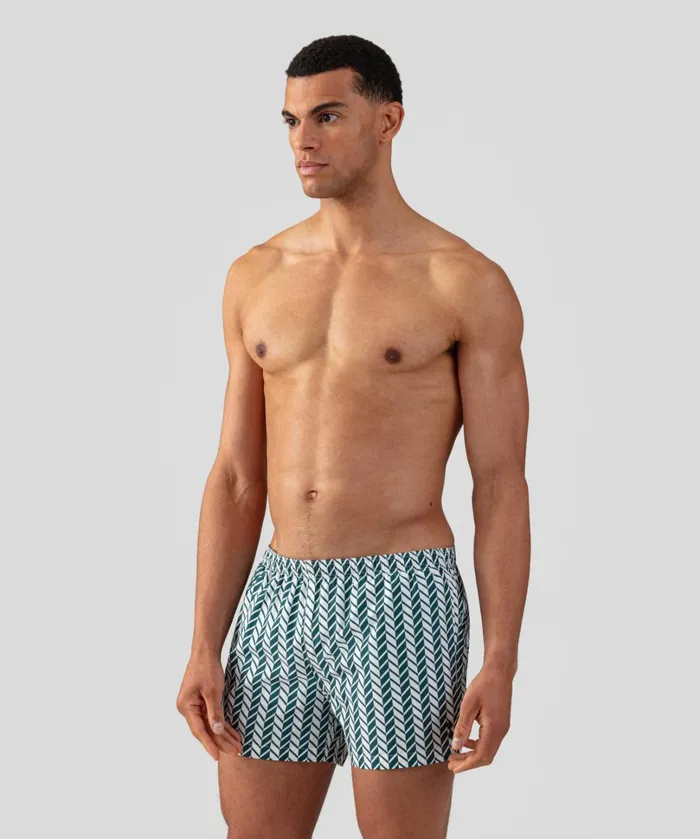 Ron Dorff Swim Shorts W Nordic Pattern Pine Green Men Swim Shorts