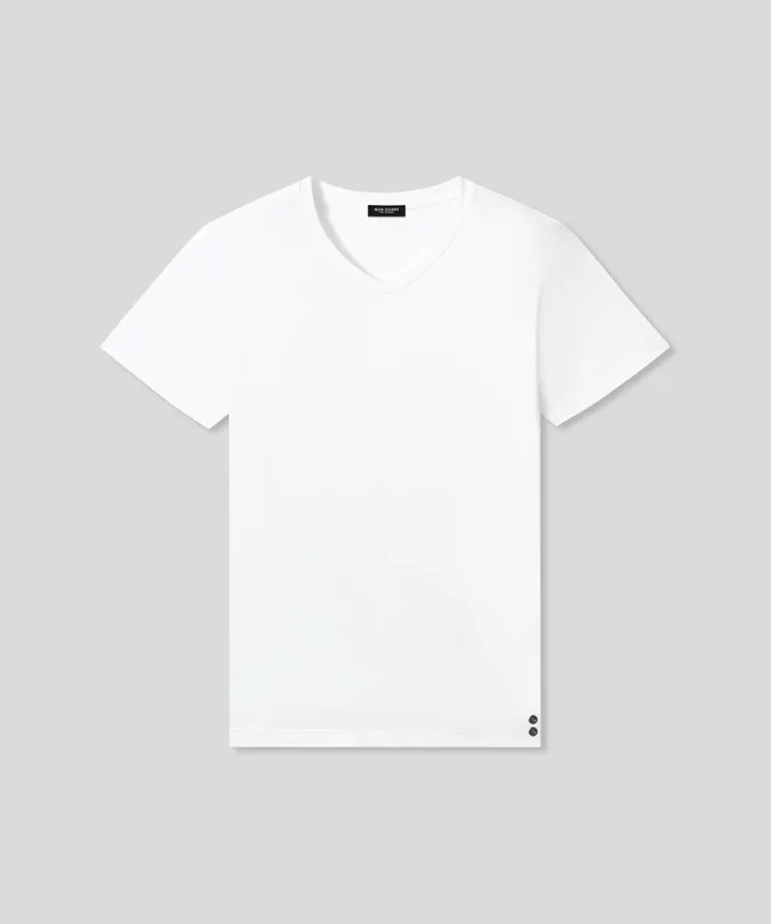 Ron Dorff V Neck TShirt Eyelet Edition Optic White Men TShirts