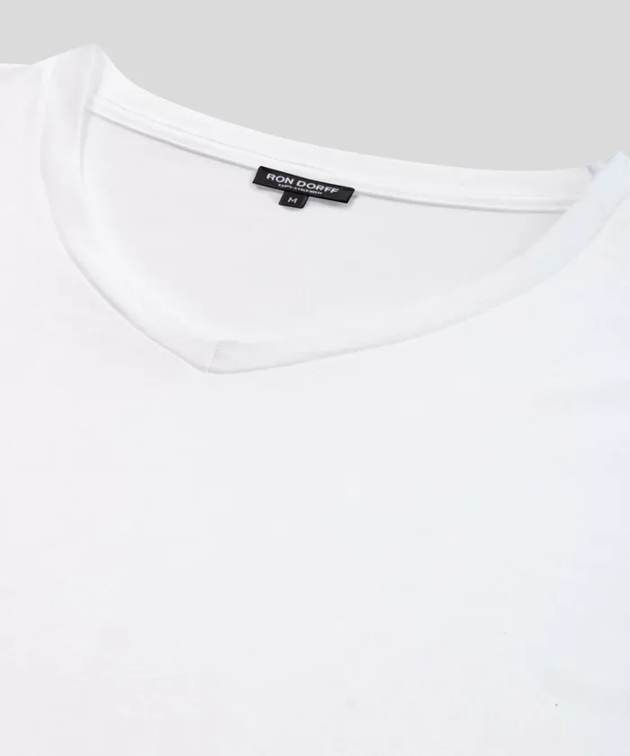 Ron Dorff V Neck TShirt Eyelet Edition Optic White Men TShirts