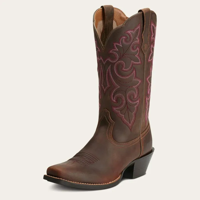 Round Up Square Toe Western Boot Powder Brown Women Ariat Western Boots