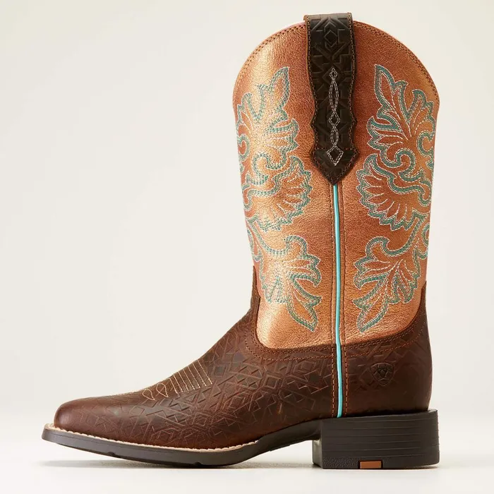 Round Up Wide Square Toe StretchFit Western Boot Toasted Blanket Emboss Women Ariat Western Boots Round Up Wide Square Toe StretchFit Western Boot Toasted Blanket Emboss Women Ariat Western Boots