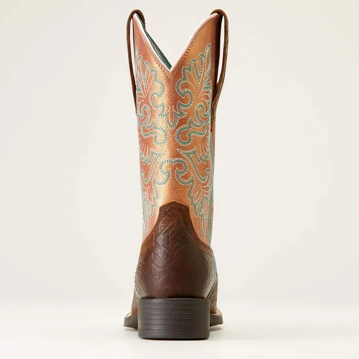 Round Up Wide Square Toe StretchFit Western Boot Toasted Blanket Emboss Women Ariat Western Boots Round Up Wide Square Toe StretchFit Western Boot Toasted Blanket Emboss Women Ariat Western Boots
