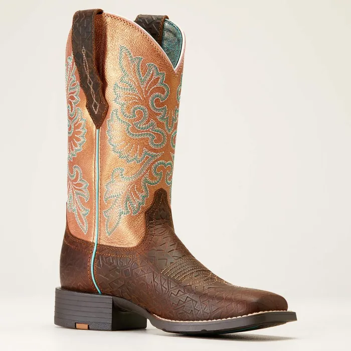 Round Up Wide Square Toe StretchFit Western Boot Toasted Blanket Emboss Women Ariat Western Boots Round Up Wide Square Toe StretchFit Western Boot Toasted Blanket Emboss Women Ariat Western Boots