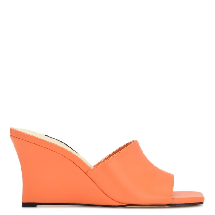 Rovah Wedge Slide Sandals Orange Women Nine West Mid Heels