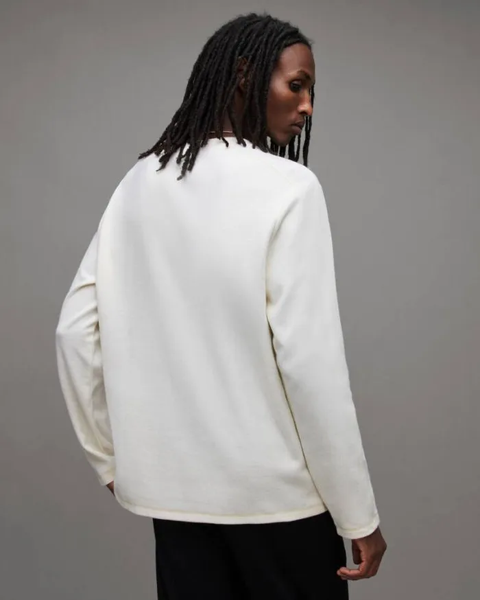 Rowe Long Sleeve Ramskull Crew TShirt Chalk White Men AllSaints TShirts