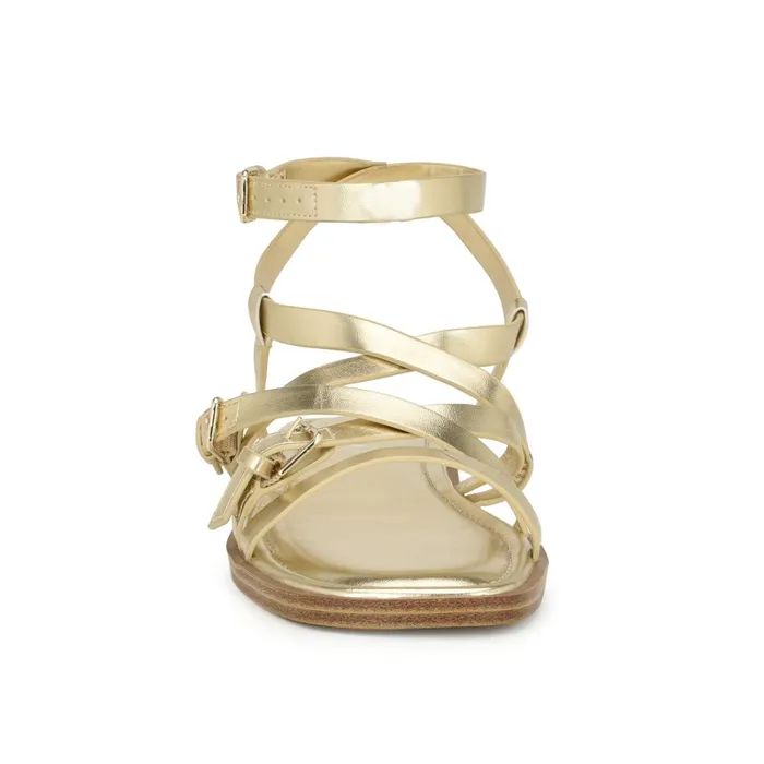 Rulen Flat Strappy Sandals Platino Women Nine West Casual Rulen Flat Strappy Sandals Platino Women Nine West Casual