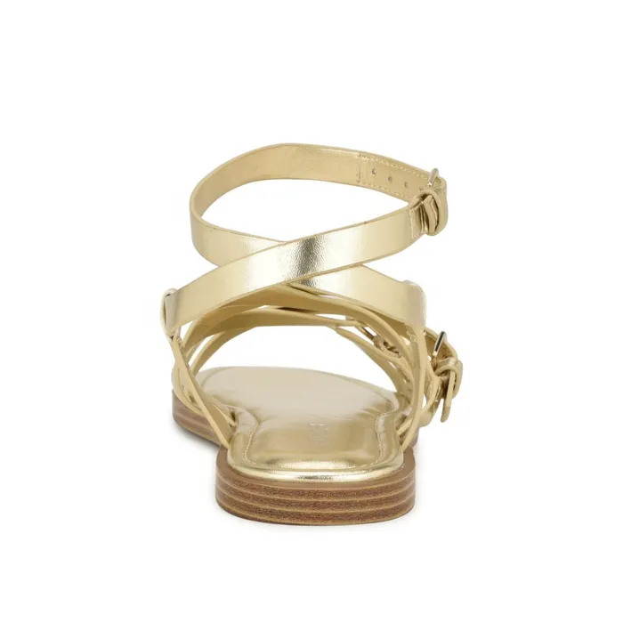 Rulen Flat Strappy Sandals Platino Women Nine West Casual Rulen Flat Strappy Sandals Platino Women Nine West Casual