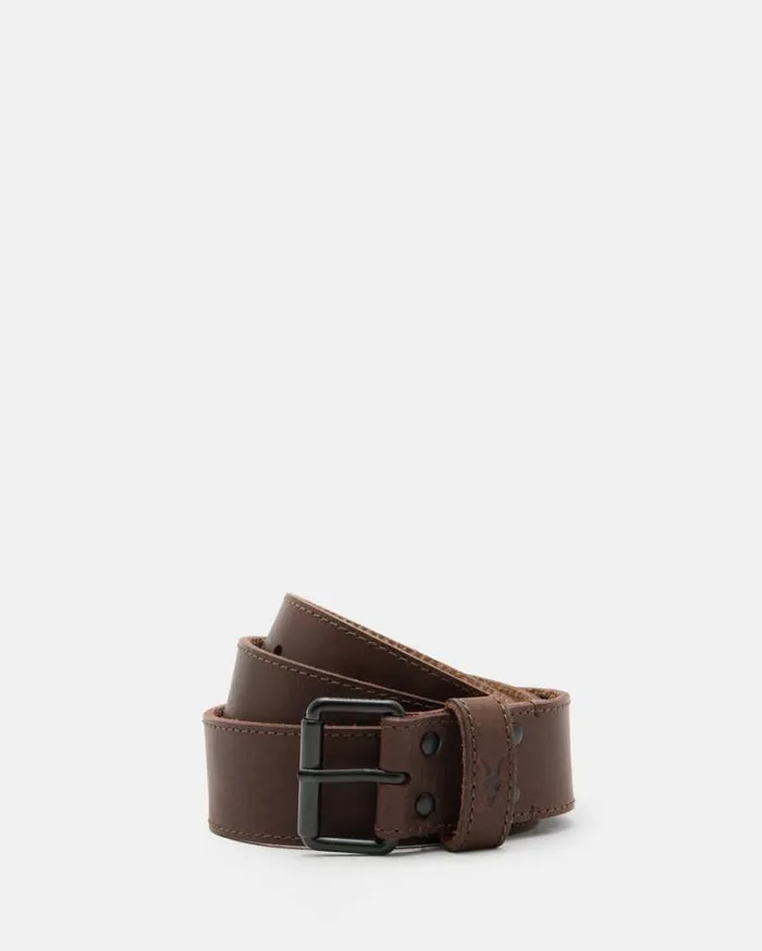 Russell Studded Leather Belt Brown Men AllSaints Leather Belts