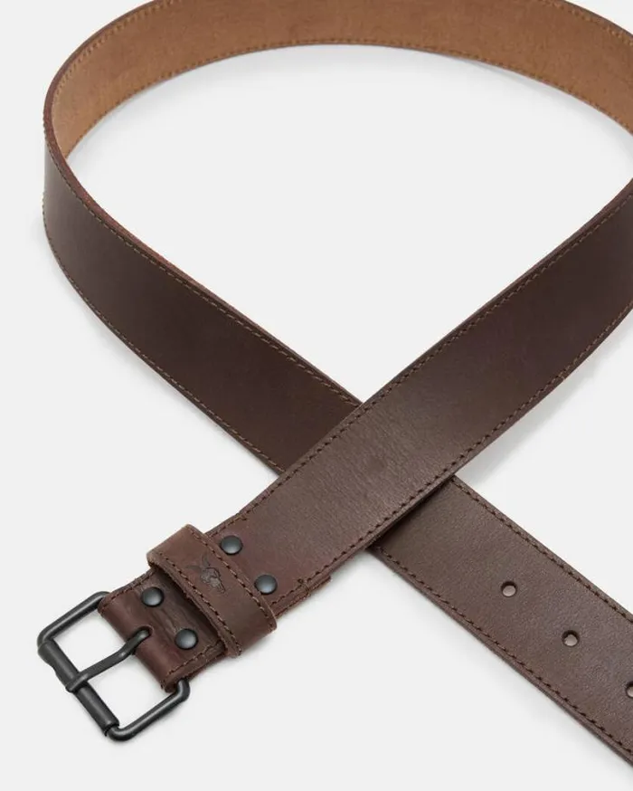 Russell Studded Leather Belt Brown Men AllSaints Leather Belts