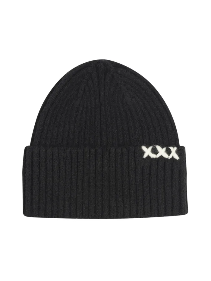 SandS DECODE RIB CUFF STITCH BEANIE Black Women Scotch and Soda Hats Scarves and Gloves