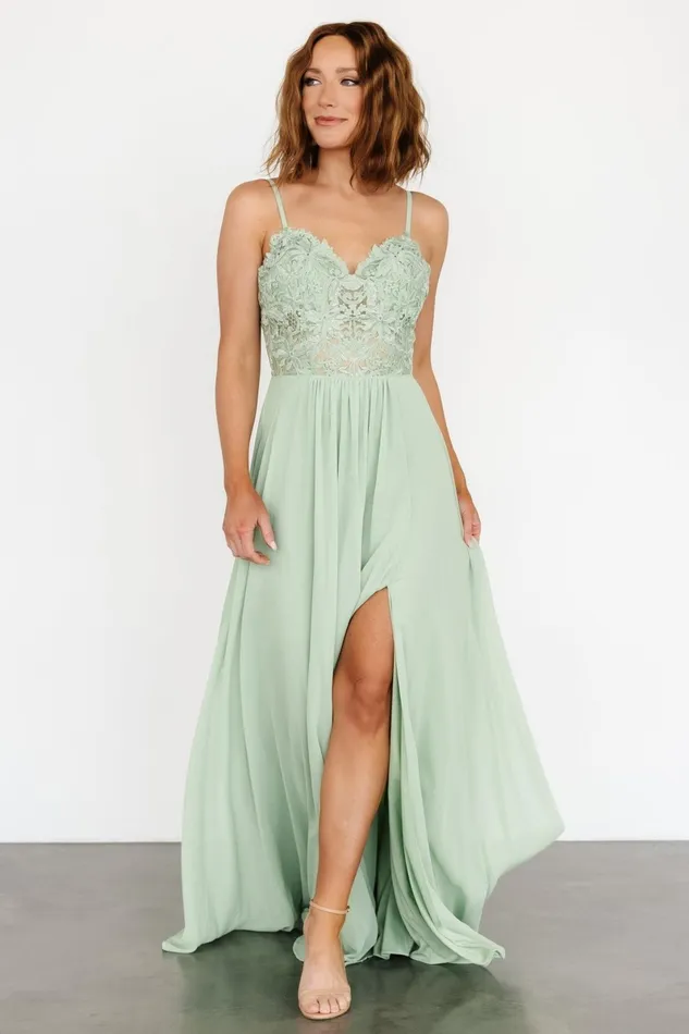 Samantha Lace Top Gown Sage Women Baltic Born Embellished Sequin