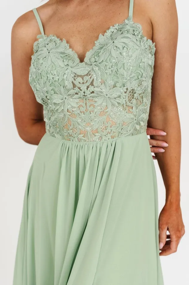 Samantha Lace Top Gown Sage Women Baltic Born Embellished Sequin Samantha Lace Top Gown Sage Women Baltic Born Embellished Sequin