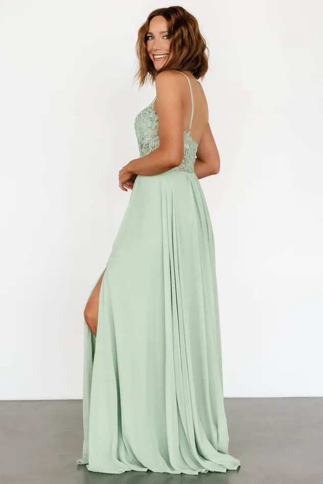 Samantha Lace Top Gown Sage Women Baltic Born Embellished Sequin Samantha Lace Top Gown Sage Women Baltic Born Embellished Sequin