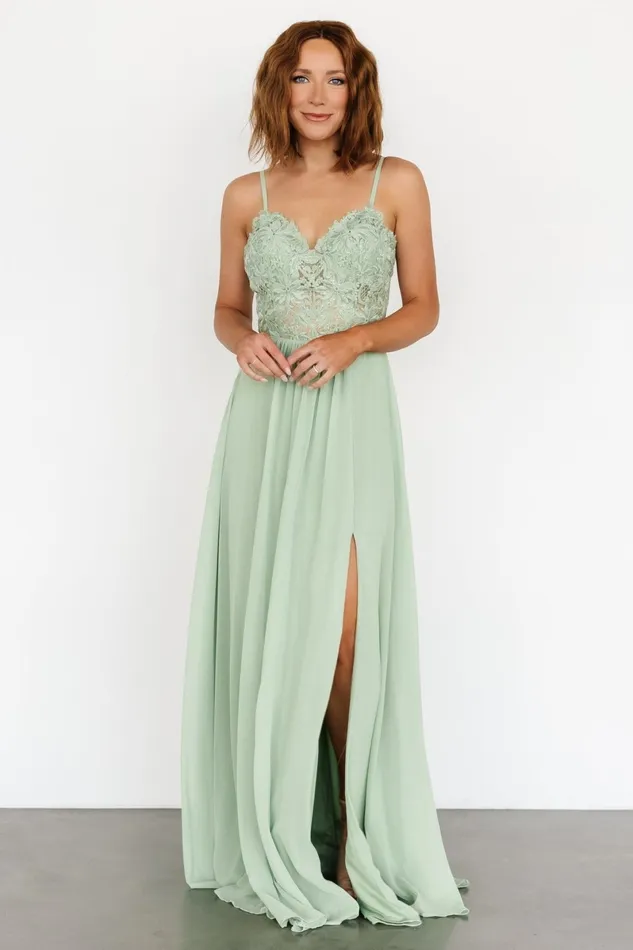 Samantha Lace Top Gown Sage Women Baltic Born Embellished Sequin Samantha Lace Top Gown Sage Women Baltic Born Embellished Sequin