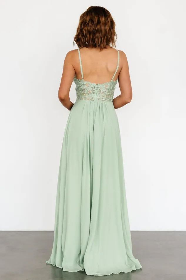 Samantha Lace Top Gown Sage Women Baltic Born Embellished Sequin Samantha Lace Top Gown Sage Women Baltic Born Embellished Sequin