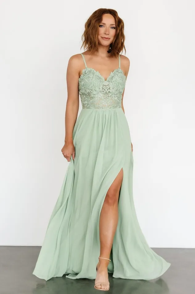 Samantha Lace Top Gown Sage Women Baltic Born Embellished Sequin Samantha Lace Top Gown Sage Women Baltic Born Embellished Sequin