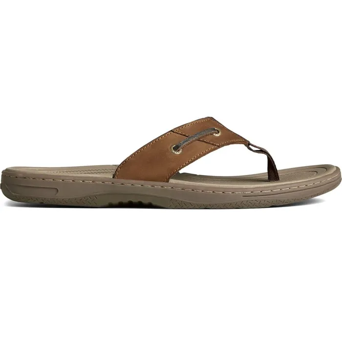 Sandals Men Sperry Baitfish Leather Flip Flop Brown Buc Brown