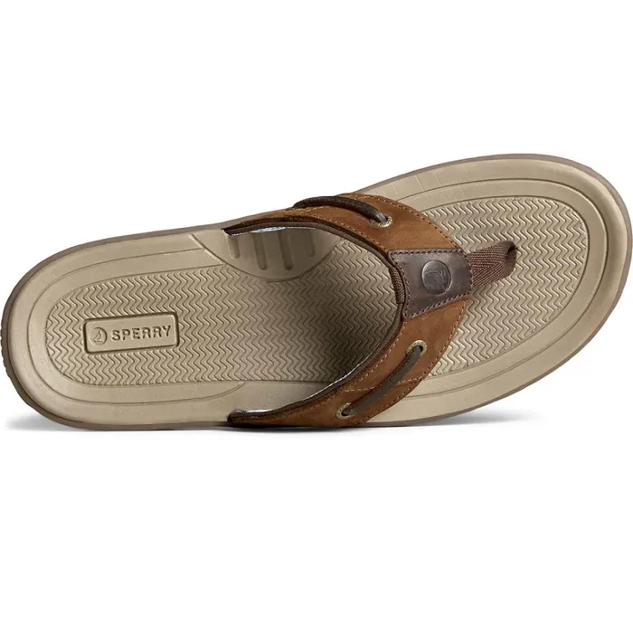 Sandals Men Sperry Baitfish Leather Flip Flop Brown Buc Brown Sandals Men Sperry Baitfish Leather Flip Flop Brown Buc Brown