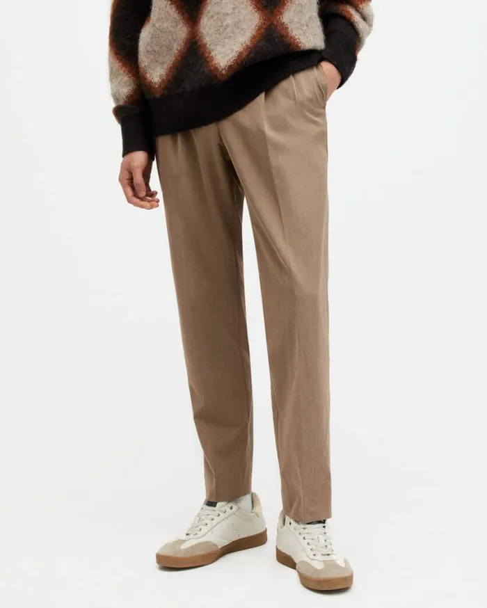 Santee Straight Fit Stretch Trousers Military Green Men AllSaints Pants