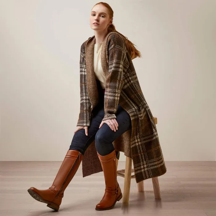 Saratoga Cardigan Mole Plaid Women Ariat Sweaters and Cardigans