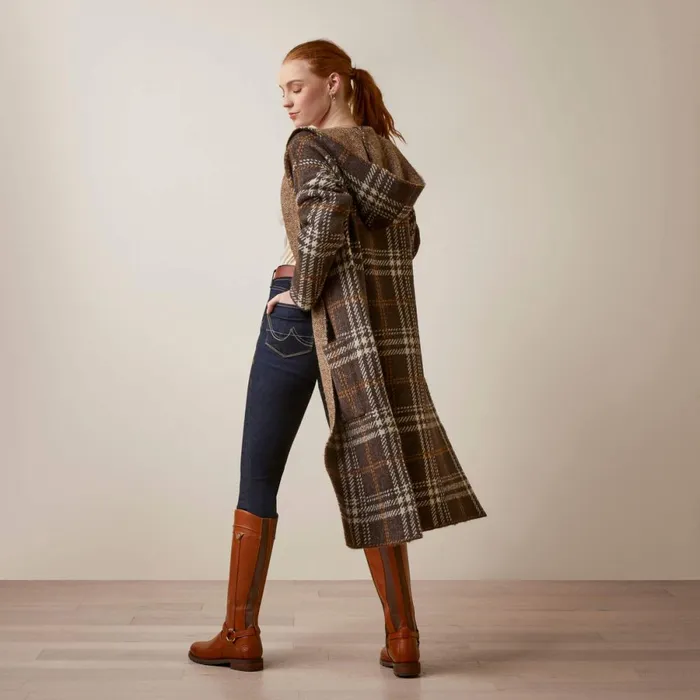 Saratoga Cardigan Mole Plaid Women Ariat Sweaters and Cardigans