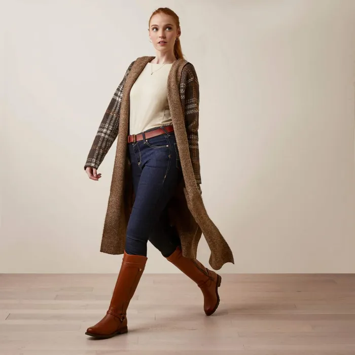 Saratoga Cardigan Mole Plaid Women Ariat Sweaters and Cardigans