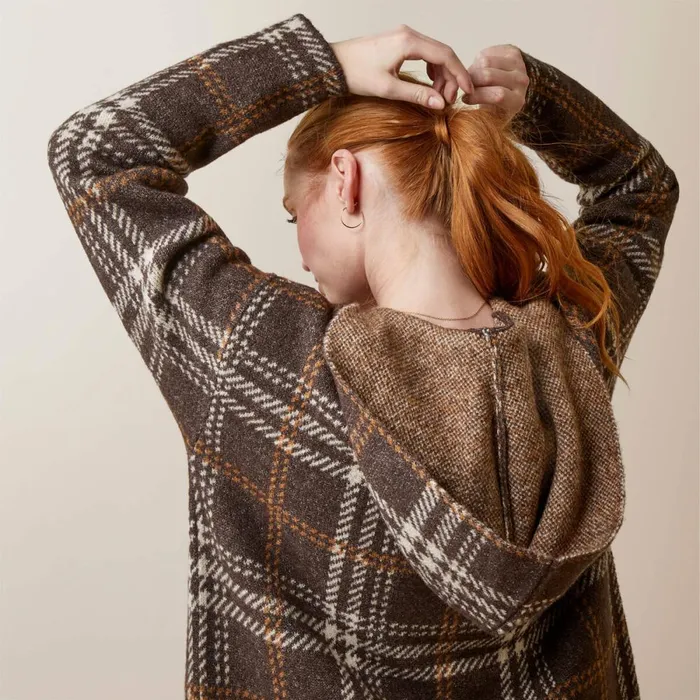 Saratoga Cardigan Mole Plaid Women Ariat Sweaters and Cardigans