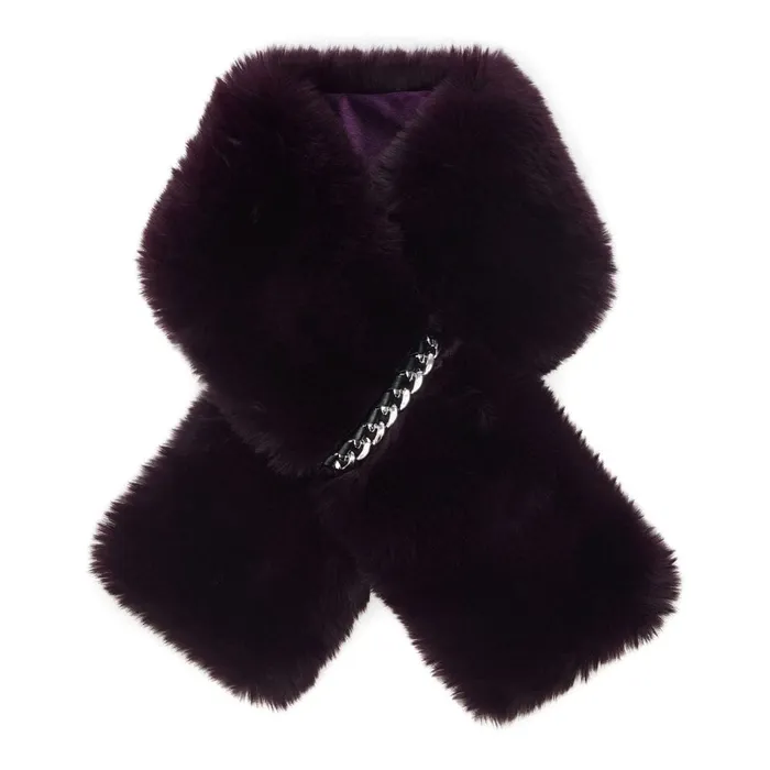 Scarves Women Moda In Pelle Yitzelscarf Purple Faux Fur