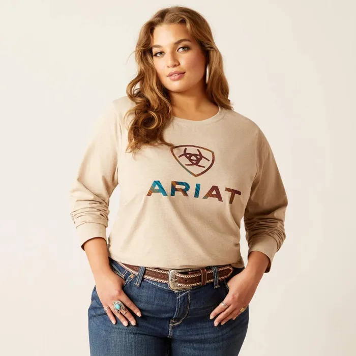 Serape Shield Tee Oatmeal Women Ariat TShirts and Tops Serape Shield Tee Oatmeal Women Ariat TShirts and Tops