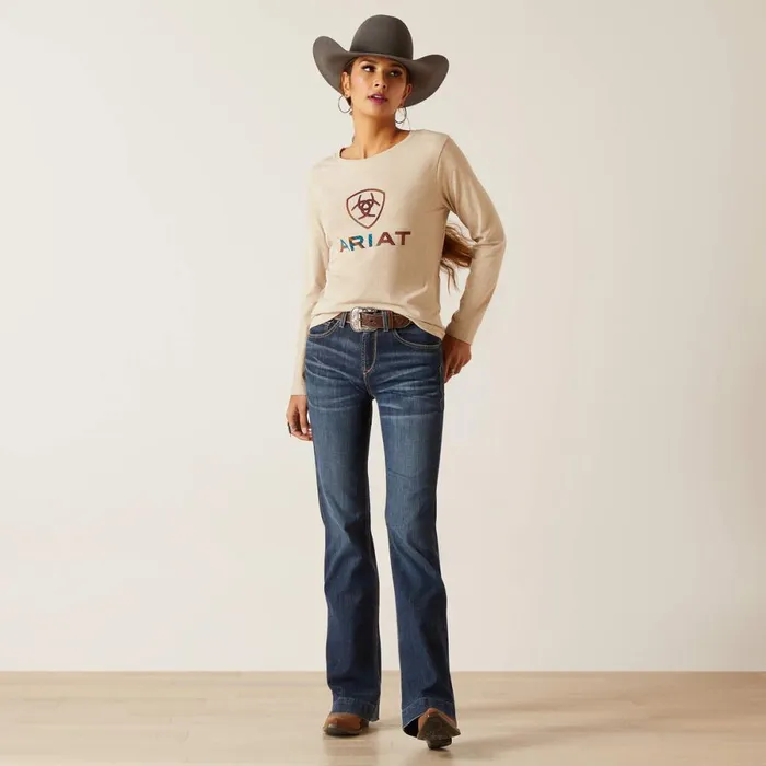 Serape Shield Tee Oatmeal Women Ariat TShirts and Tops Serape Shield Tee Oatmeal Women Ariat TShirts and Tops