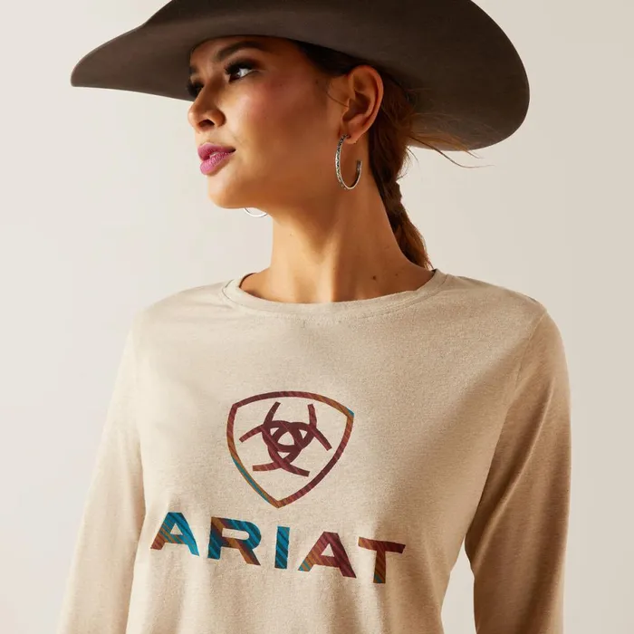 Serape Shield Tee Oatmeal Women Ariat TShirts and Tops Serape Shield Tee Oatmeal Women Ariat TShirts and Tops