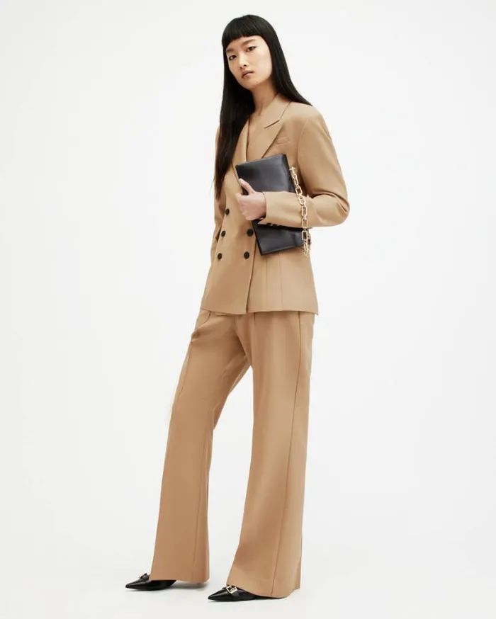 Sevenh HighRise Slim Flared Pants Camel Brown Women AllSaints Pants and Leggings