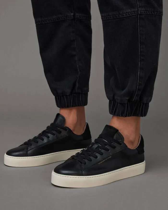 Shana Leather Sneakers Black Women AllSaints Shoes and Boots