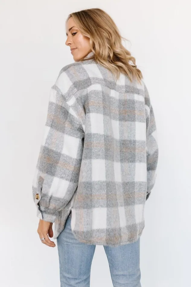 Sharon Plaid Shacket Gray White Women Baltic Born Outerwear