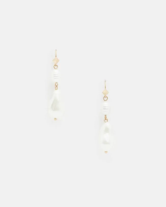 Shelby Pearl Pendant Gold Tone Earrings Warm Brass Women AllSaints Jewelry