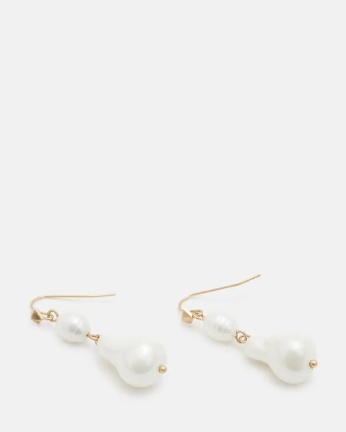 Shelby Pearl Pendant Gold Tone Earrings Warm Brass Women AllSaints Jewelry