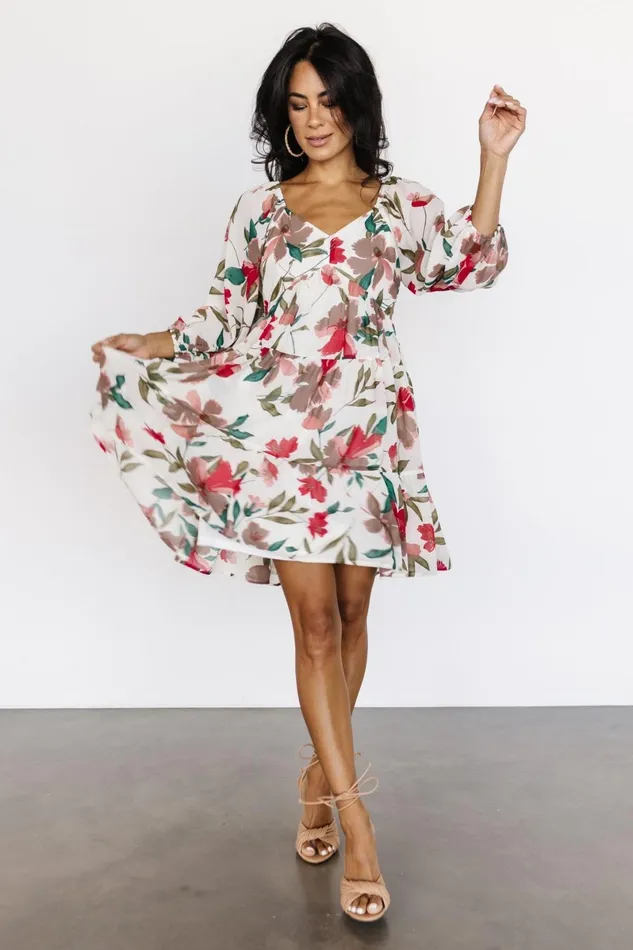 Shelley Short Dress Ivory Floral Women Baltic Born Short Dresses Shelley Short Dress Ivory Floral Women Baltic Born Short Dresses