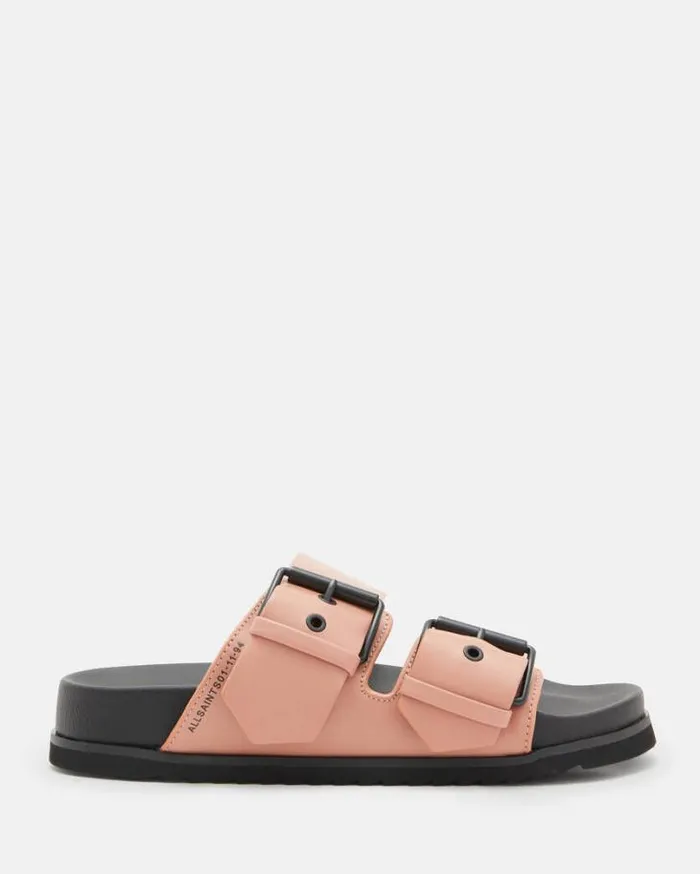 Sian Leather Buckle Sandals Pink Women AllSaints Swimwear and Beachwear
