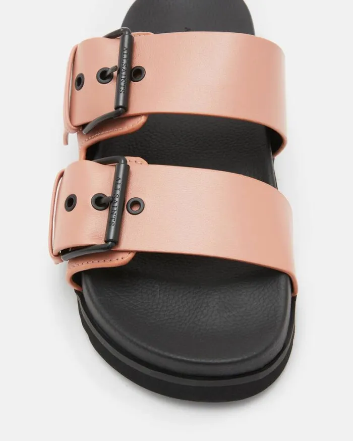 Sian Leather Buckle Sandals Pink Women AllSaints Swimwear and Beachwear