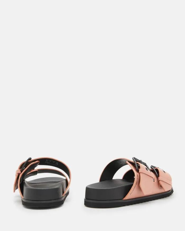 Sian Leather Buckle Sandals Pink Women AllSaints Swimwear and Beachwear