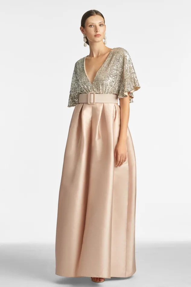 Simone Gown 8211 Silver Peony Women Sachin and Babi Evening