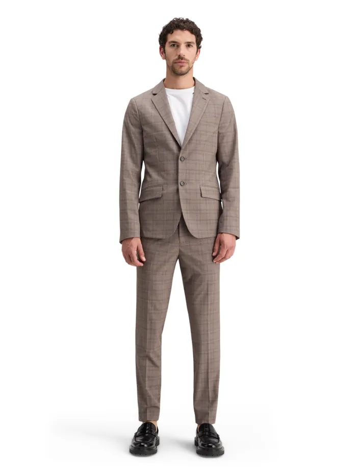 SINGLE BREASTED YARNDYED BLAZER Brown Ecru Check Men Scotch and Soda Blazers and Waistcoats SINGLE BREASTED YARNDYED BLAZER Brown Ecru Check Men Scotch and Soda Blazers and Waistcoats