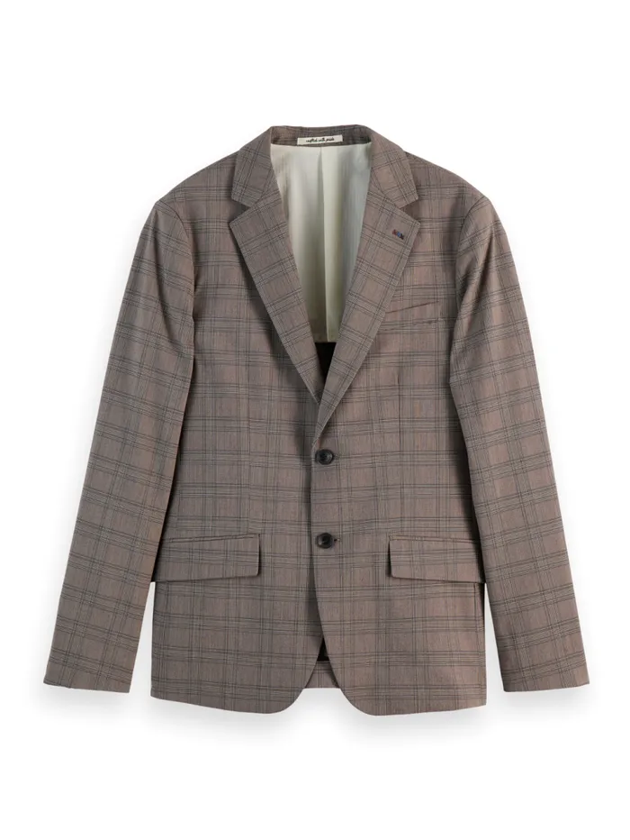 SINGLE BREASTED YARNDYED BLAZER Brown Ecru Check Men Scotch and Soda Blazers and Waistcoats SINGLE BREASTED YARNDYED BLAZER Brown Ecru Check Men Scotch and Soda Blazers and Waistcoats
